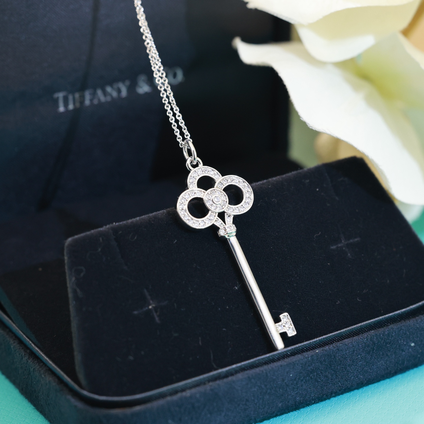 Tiffany & Co. 小号项链 蒂芙尼 钥匙项链 亚金材质 18k金电镀 精工版本 带logo 链长45cm调节