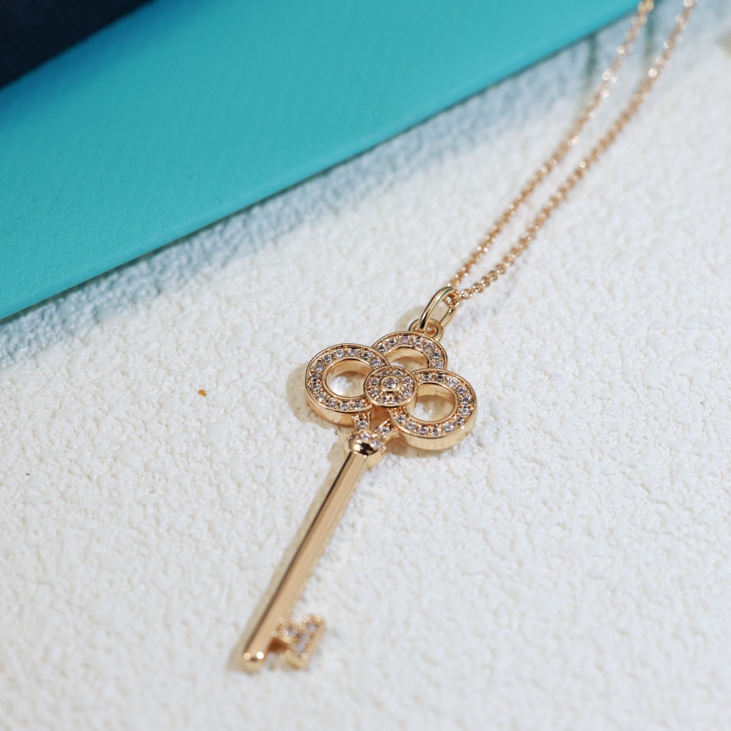 Tiffany & Co. 小号项链 蒂芙尼 钥匙项链 亚金材质 18k金电镀 精工版本 带logo 链长45cm调节