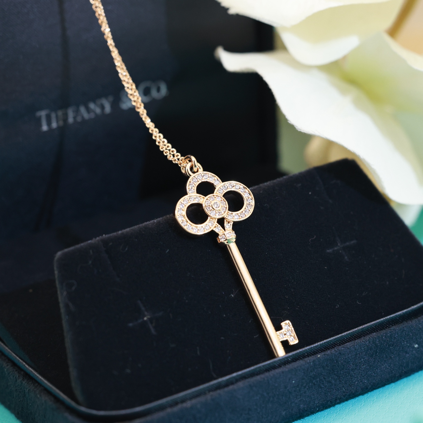 Tiffany & Co. 小号项链 蒂芙尼 钥匙项链 亚金材质 18k金电镀 精工版本 带logo 链长45cm调节