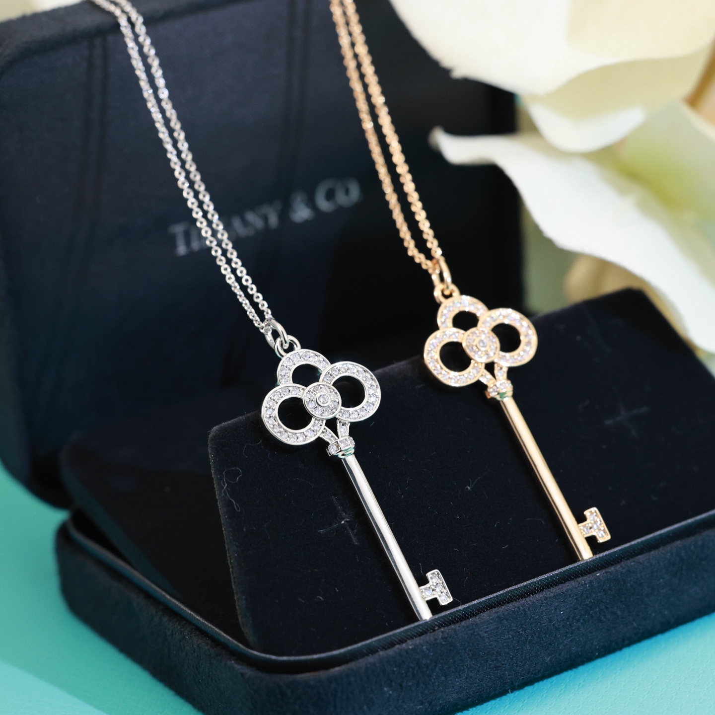 Tiffany & Co. 小号项链 蒂芙尼 钥匙项链 亚金材质 18k金电镀 精工版本 带logo 链长45cm调节