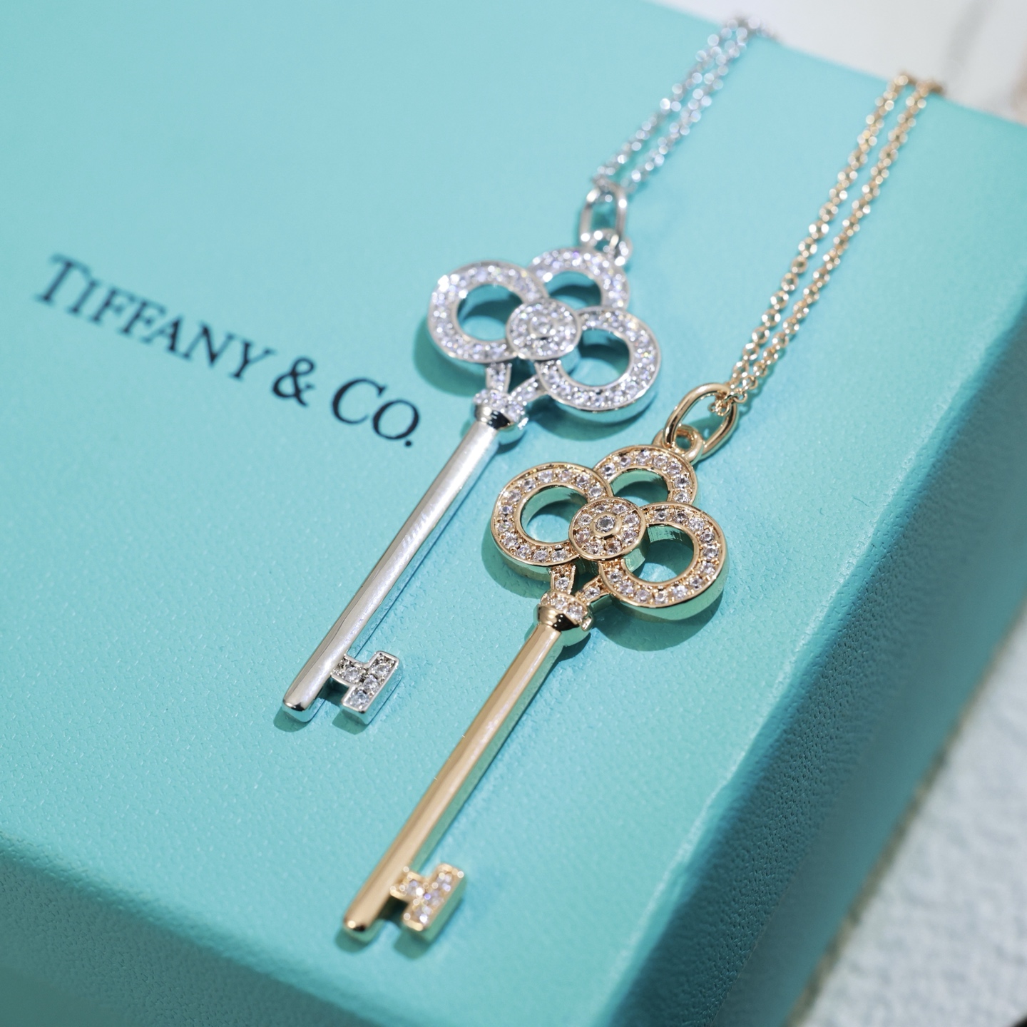 Tiffany & Co. 小号项链 蒂芙尼 钥匙项链 亚金材质 18k金电镀 精工版本 带logo 链长45cm调节