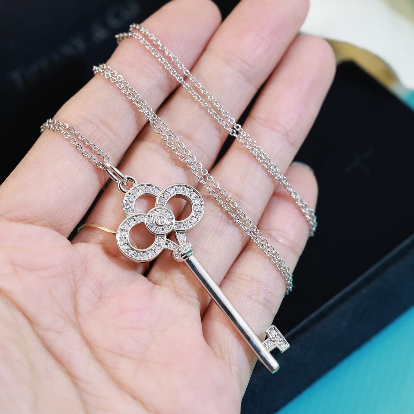 Tiffany & Co. 小号项链 蒂芙尼 钥匙项链 亚金材质 18k金电镀 精工版本 带logo 链长45cm调节