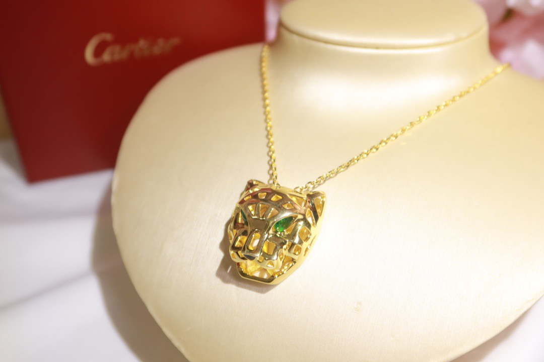 Cartier 精工版本 Cartier 卡地亚奢华豹头镂空光面项链