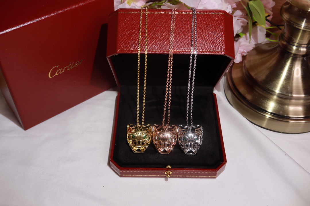 Cartier 精工版本 Cartier 卡地亚奢华豹头镂空光面项链