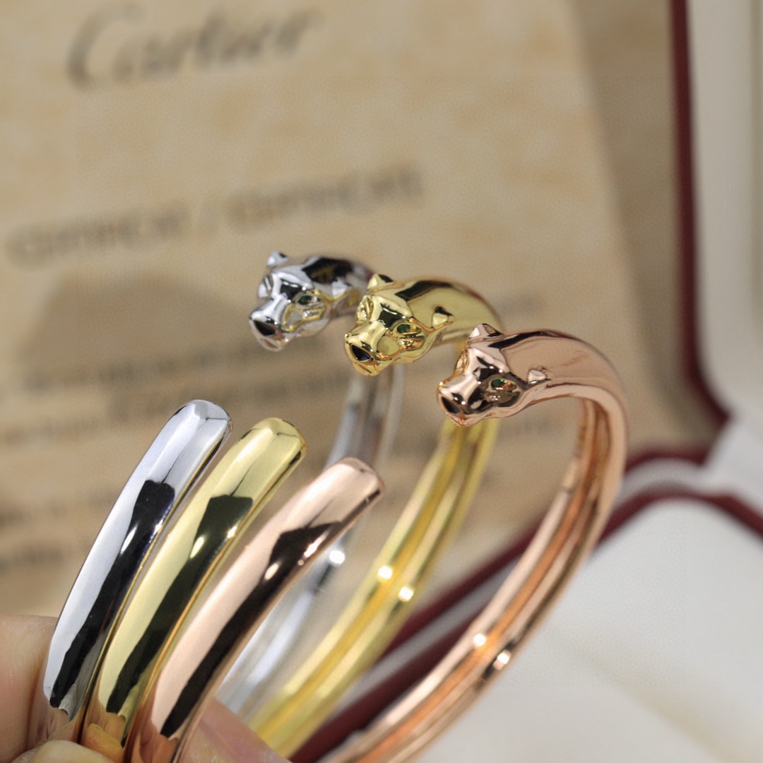 Cartier 无钻版本 霸气豹子手镯 卡地亚手镯 Panthère de Cartier豹子手镯