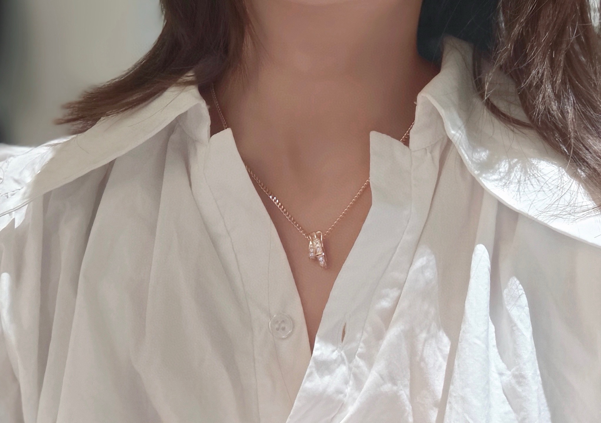 Hermès 精工版本 Hermes 爱马仕皮带扣满钻项链亚金材质
