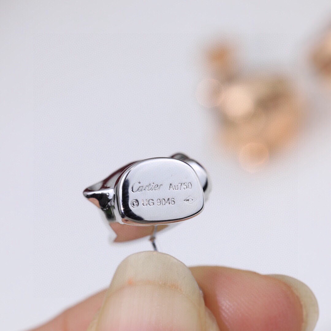 Cartier 奢华 卡地亚 豹子耳钉 卡地亚耳钉无钻版本 款 925纯银针 同亚金材质 镶钻奢华耳吊 女神 显脸瘦