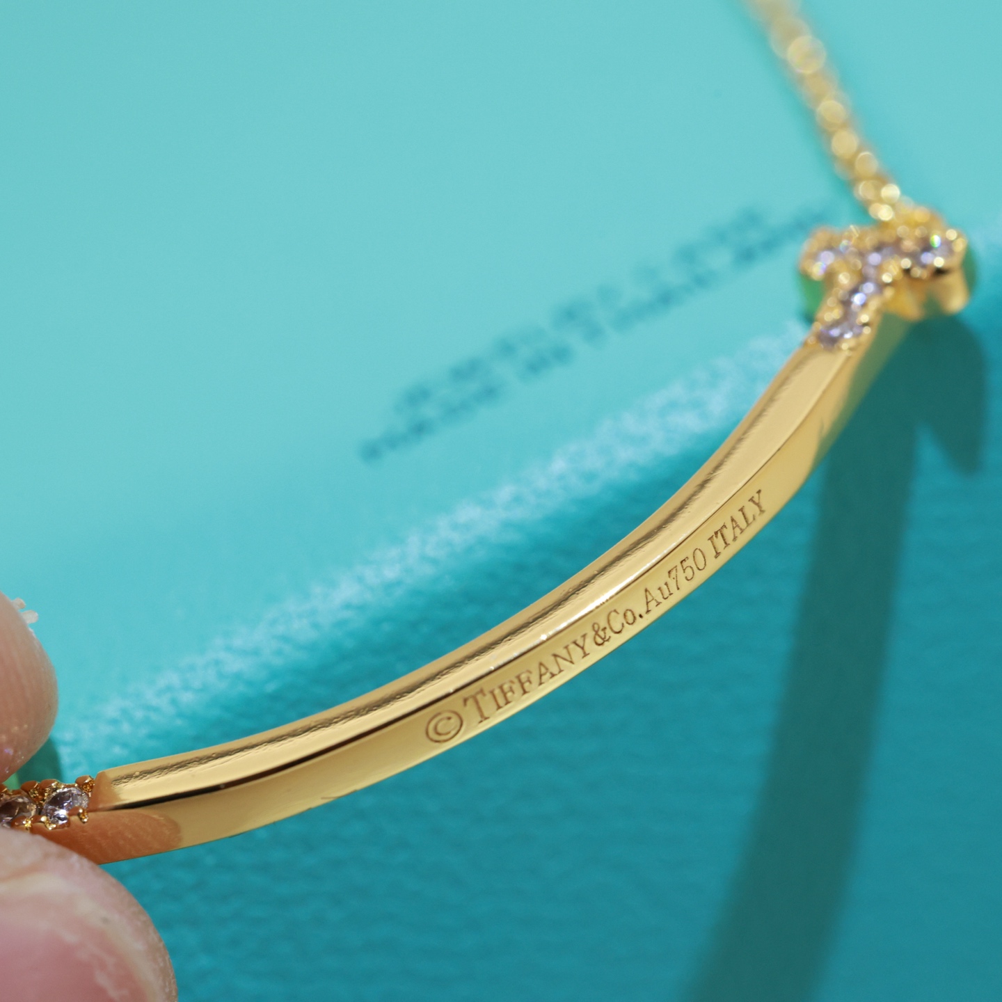 Tiffany & Co. 精工版本 蒂芙尼 Tiffany Co. 笑脸 双T项链 款 两头带钻版本 亚金材质 链长可调节