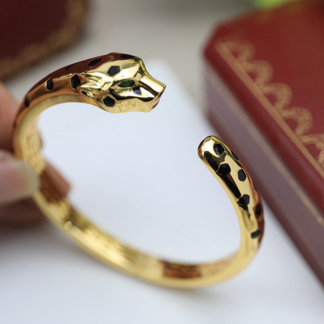 Cartier 光金版 霸气花斑黑豹手镯 Panthère