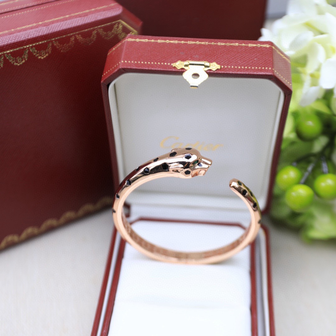 Cartier 光金版 霸气花斑黑豹手镯 Panthère