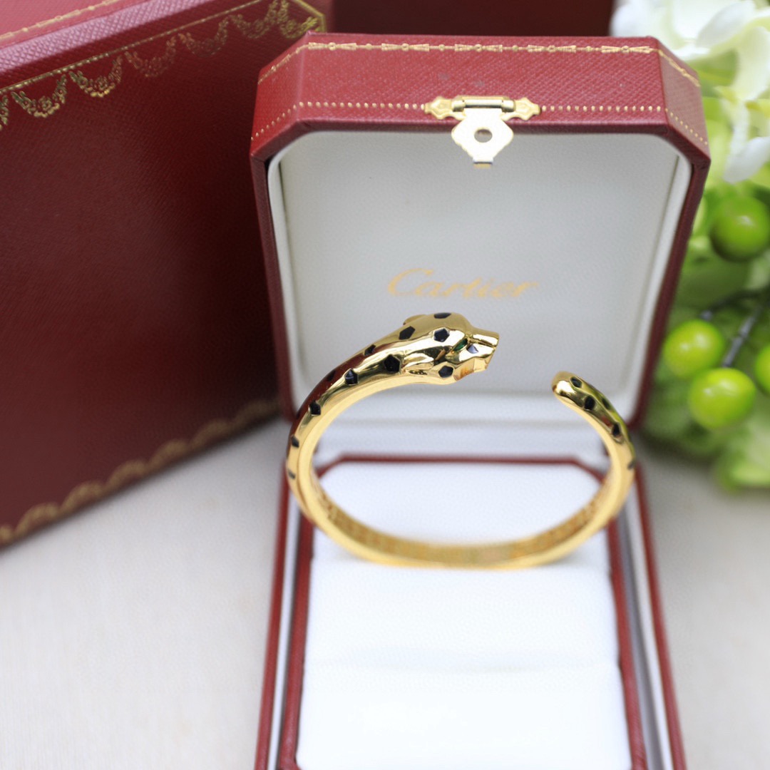 Cartier 光金版 霸气花斑黑豹手镯 Panthère