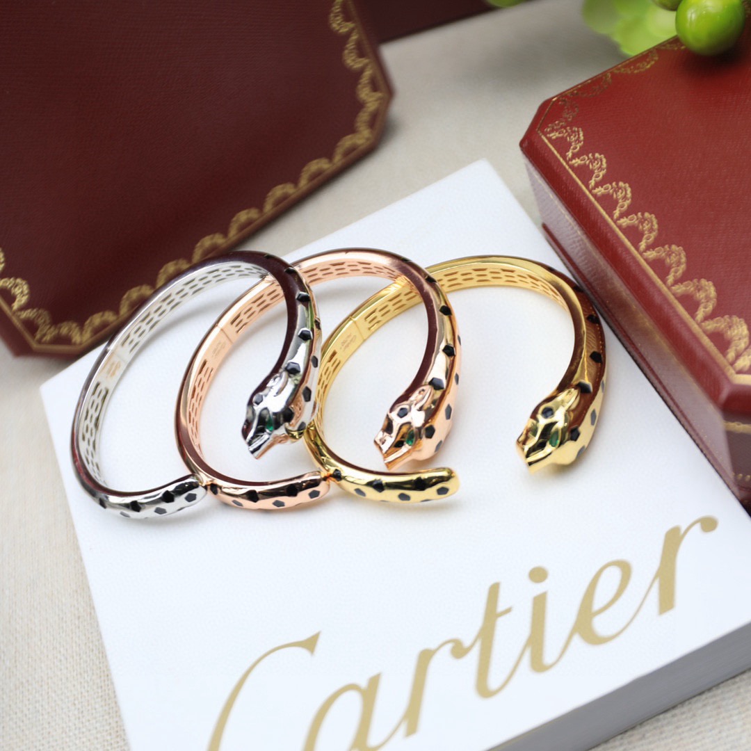 Cartier 光金版 霸气花斑黑豹手镯 Panthère