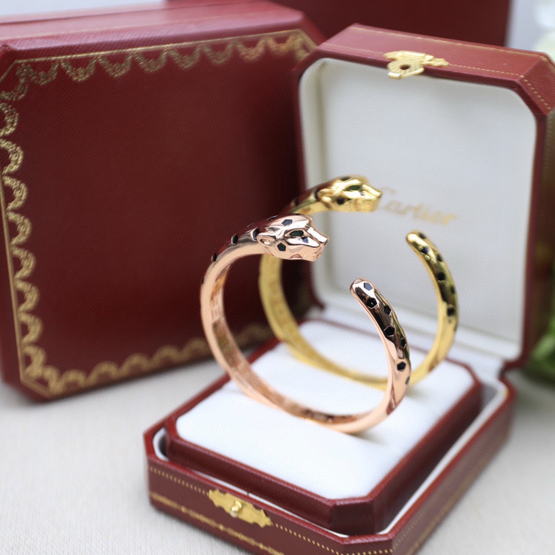 Cartier 光金版 霸气花斑黑豹手镯 Panthère