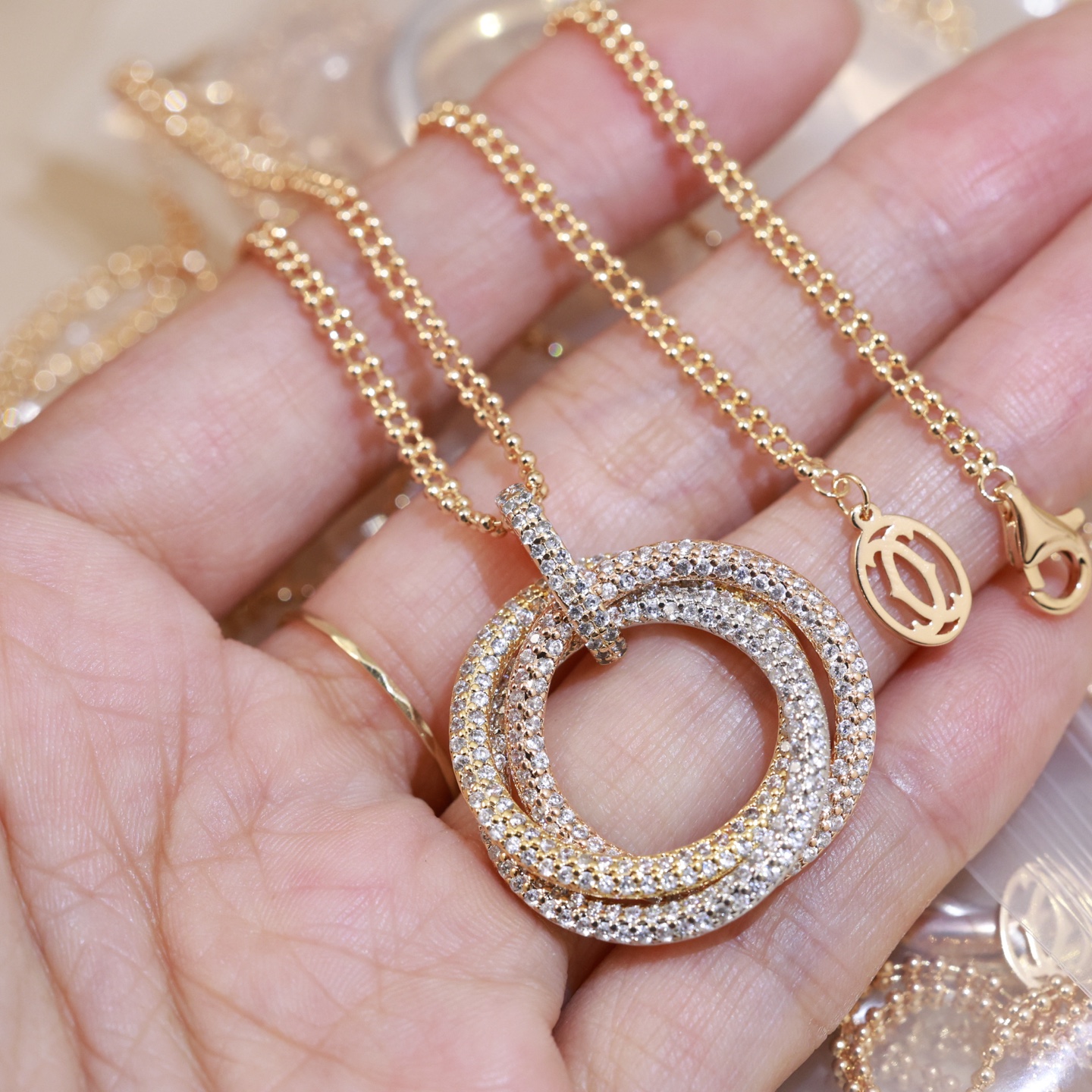 Cartier 卡地亚Cartier 项链 三环项链 亚金材质 厚金电镀 精工版本 带logo 环环相扣