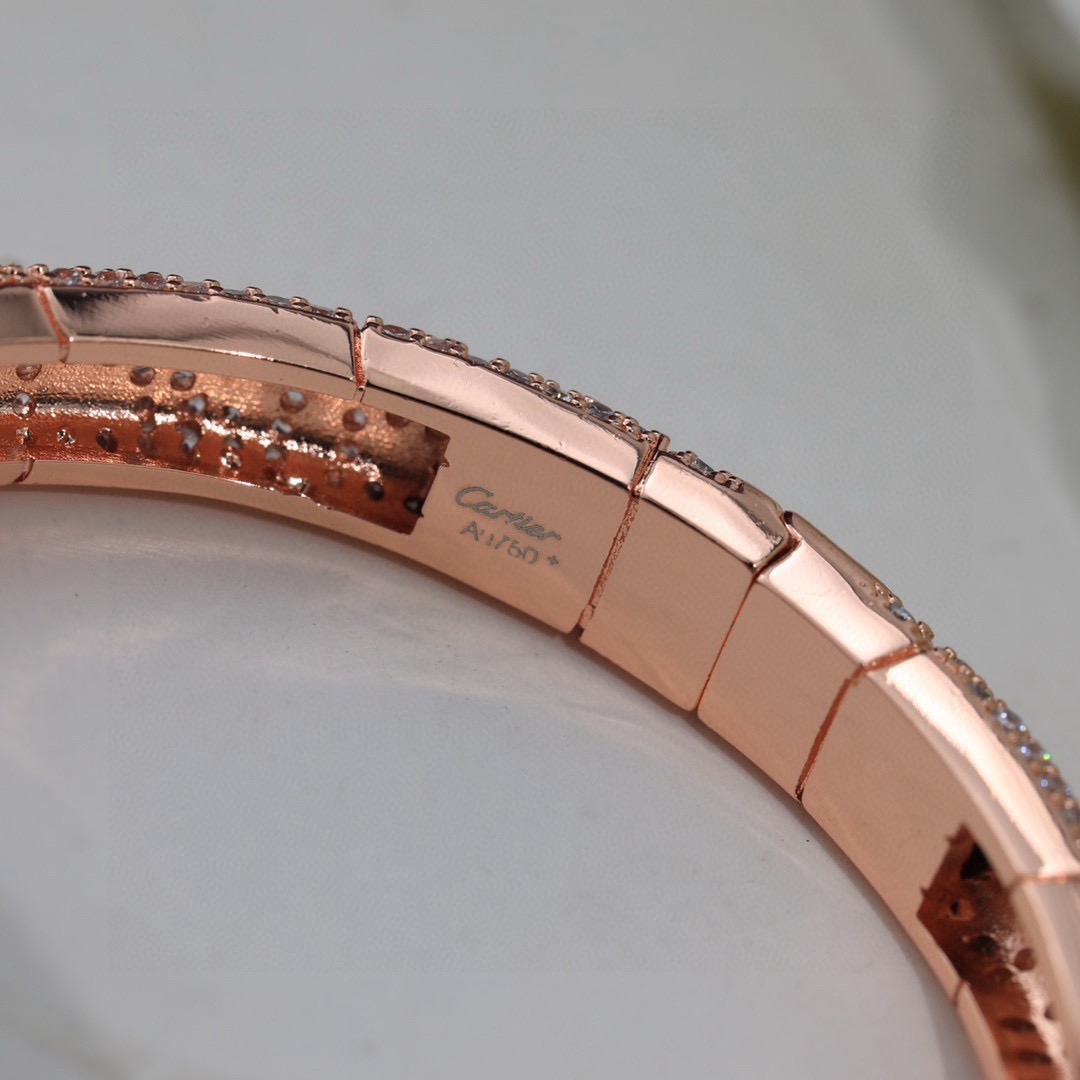 Cartier 霸气豹头满钻 手镯 Panthère de Cartier豹子手镯 18K黄金 圆形明亮式切割钻石