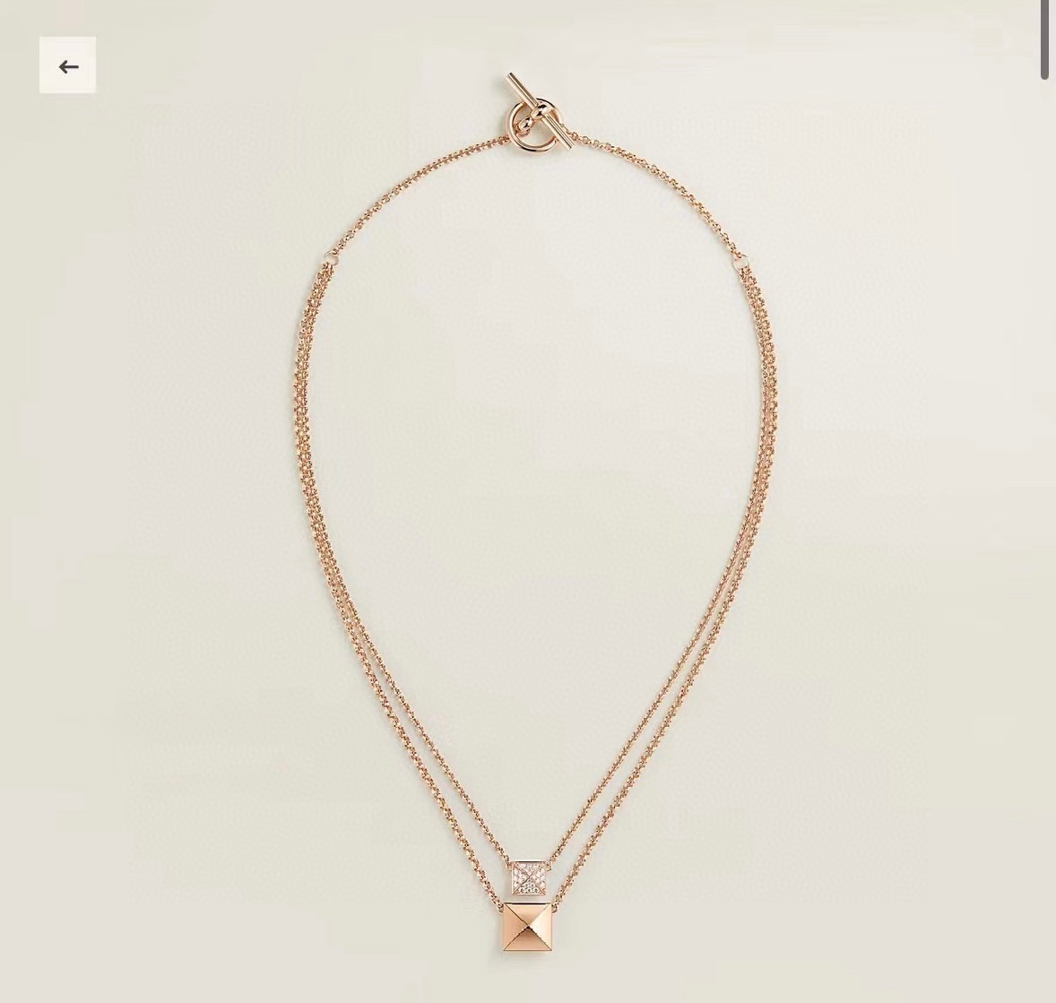Hermès 精工版本 Hermes 爱马仕铆钉满钻项链亚金材质