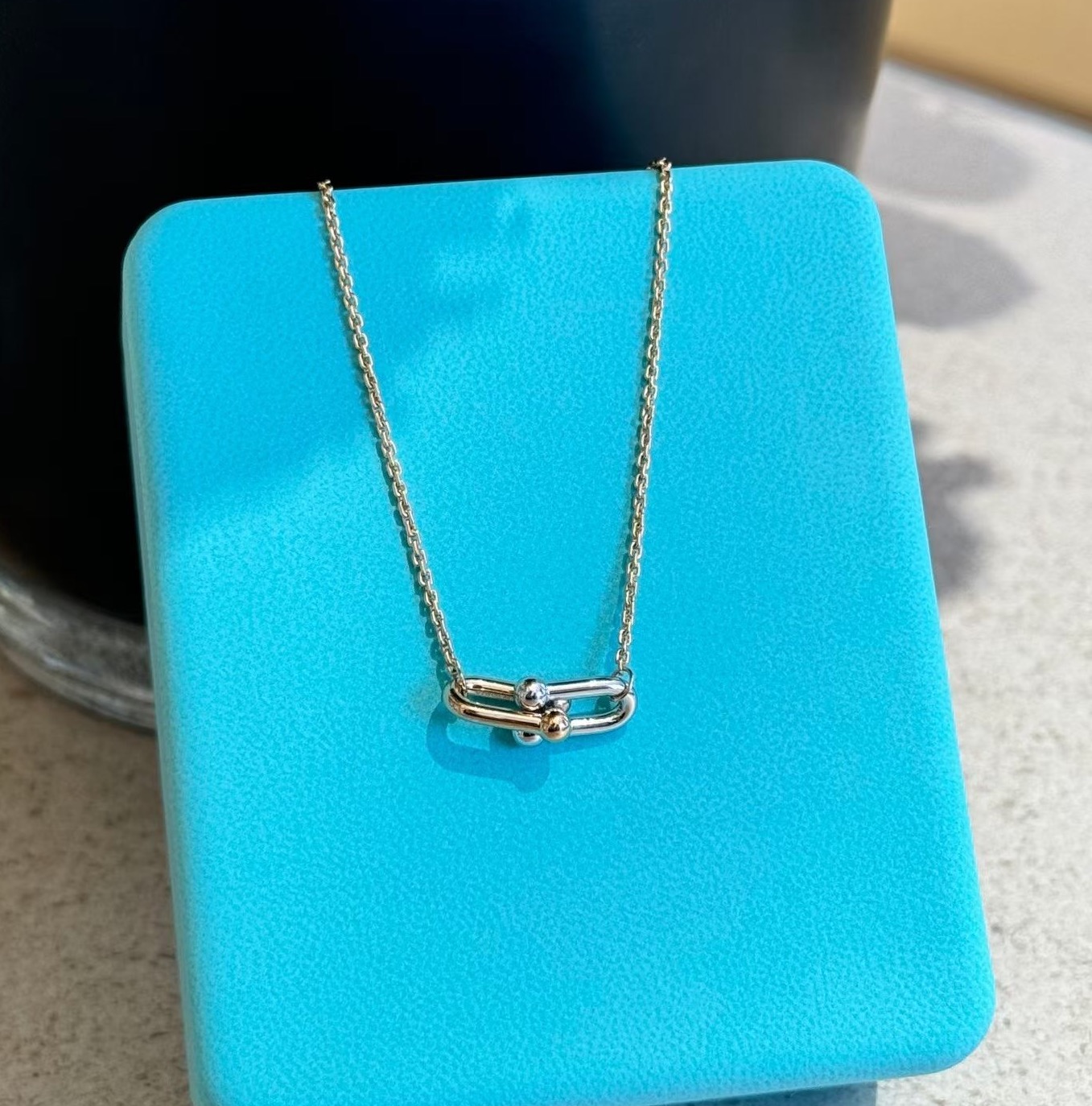 分色蒂芙尼🆕👼【】双T双环项链   💗 亚金材质 电镀18k 精工高版本 Tiffany HardWea