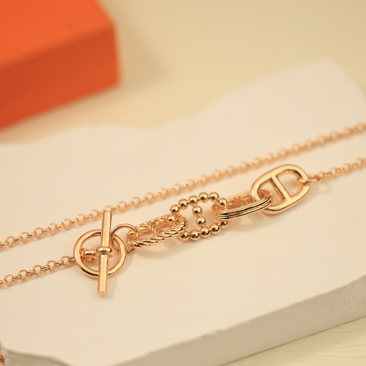 Hermes Farandole necklace Sterling silver rose gold 40cm