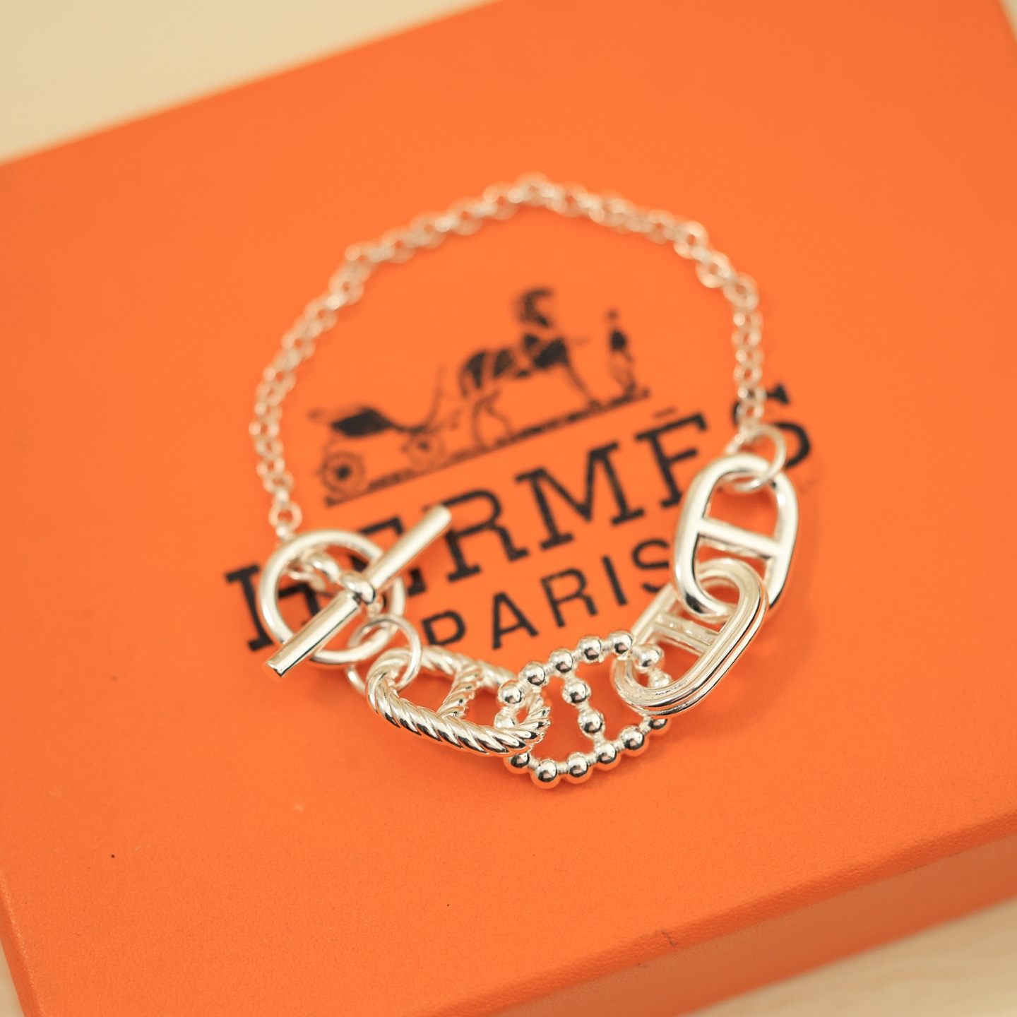 Bracciale Hermes Farandole Argento sterling metallo argentato senza pietre preziose 17 cm