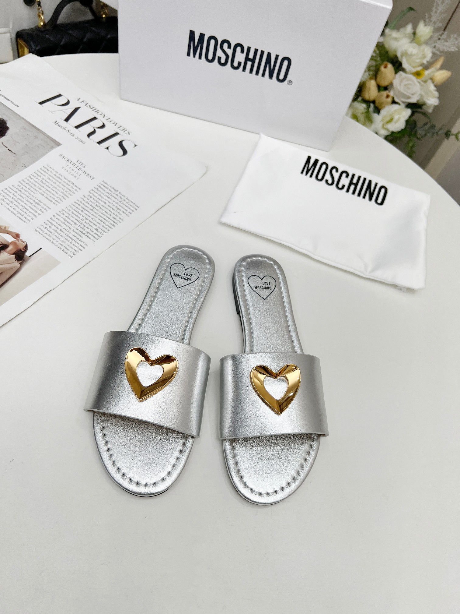 New Moschino Flat Slippers Offer: Cow and Sheep Skin, 35-41 Yards, Original Packaging - 图片 3