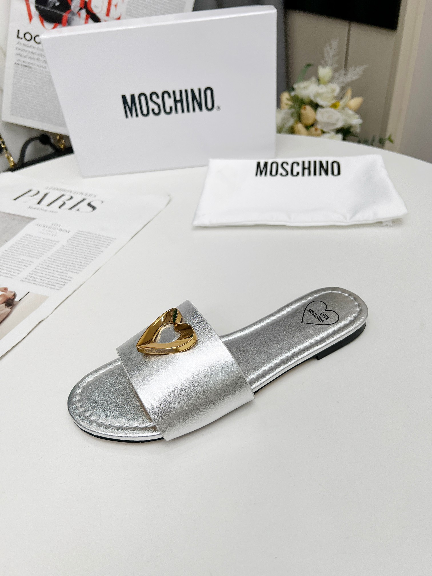 New Moschino Flat Slippers Offer: Cow and Sheep Skin, 35-41 Yards, Original Packaging - 图片 7