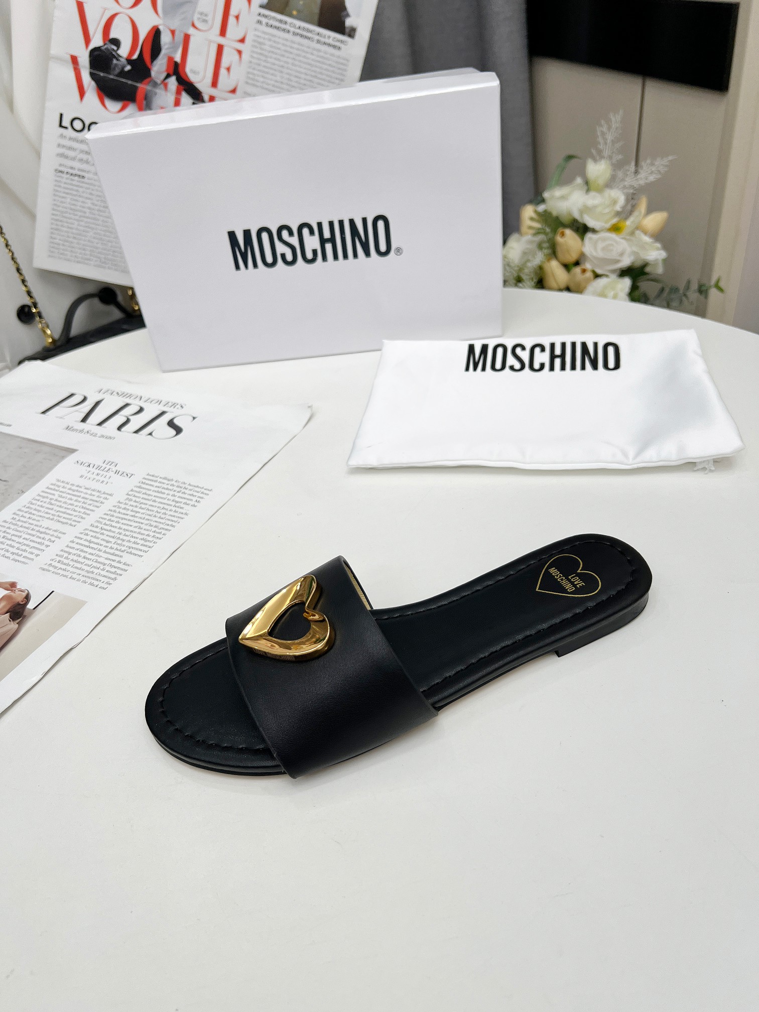 New Moschino Flat Slippers in Cow and Sheep Skin, Size 35-41, Original Packaging Offered at $357 - 图片 6