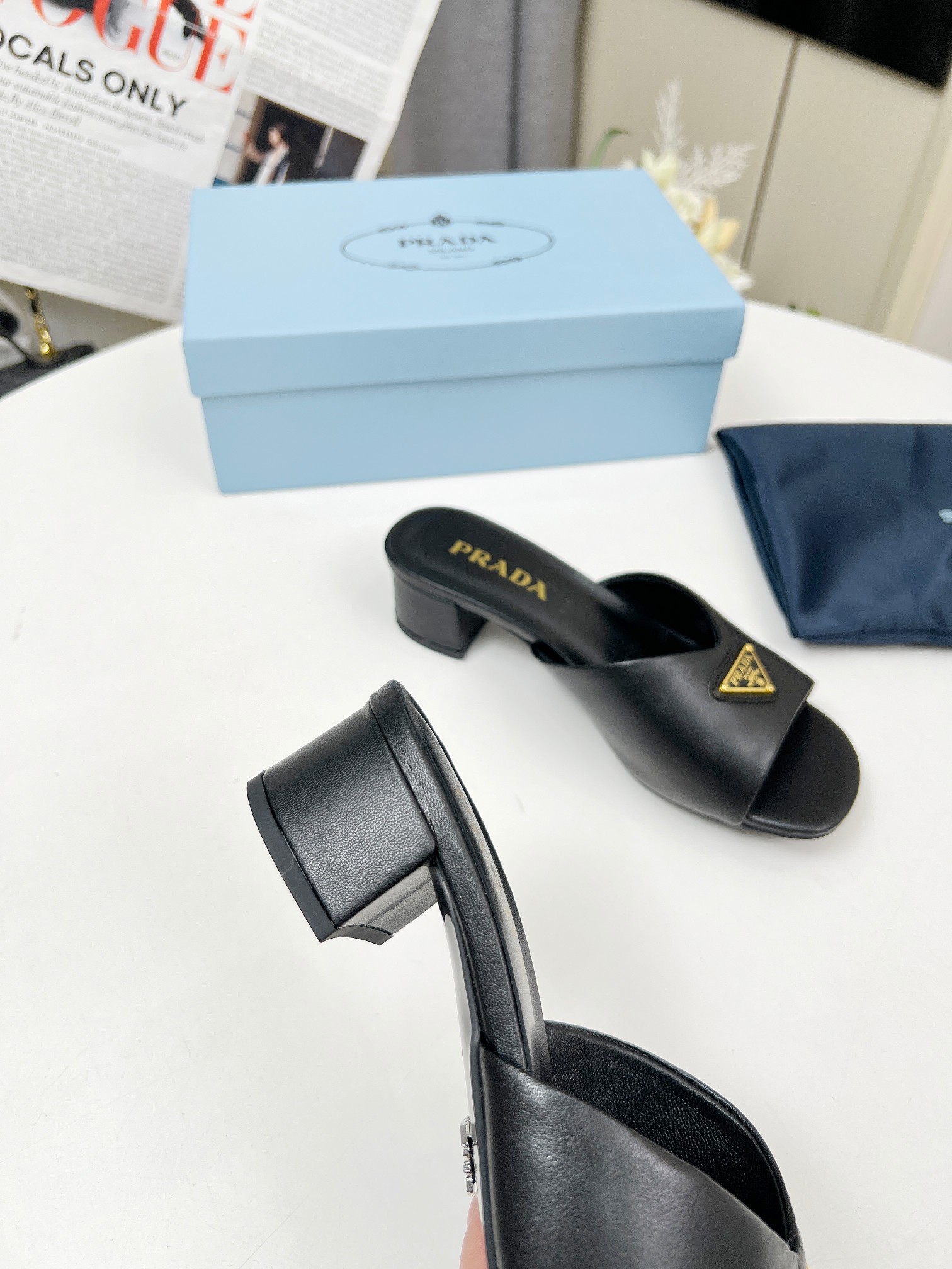 Prada Women's Lambskin Mules Sandals, Comfortable & Stylish, Heel Height 4.5 cm 6 a1743075700601 8301