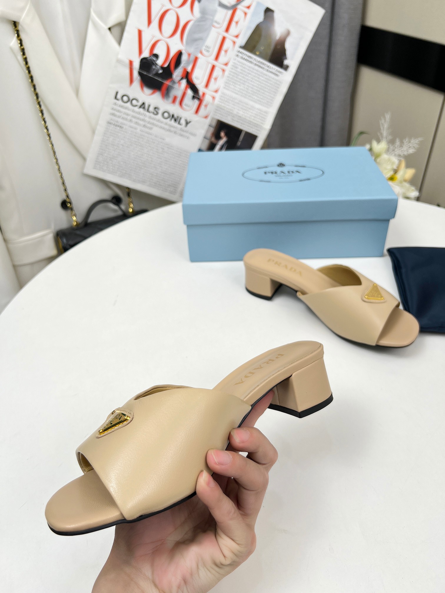 Prada Women's Lambskin Heeled Sandals Mules Slides - 4.5cm Heel Height 4 a1743076045152 3755