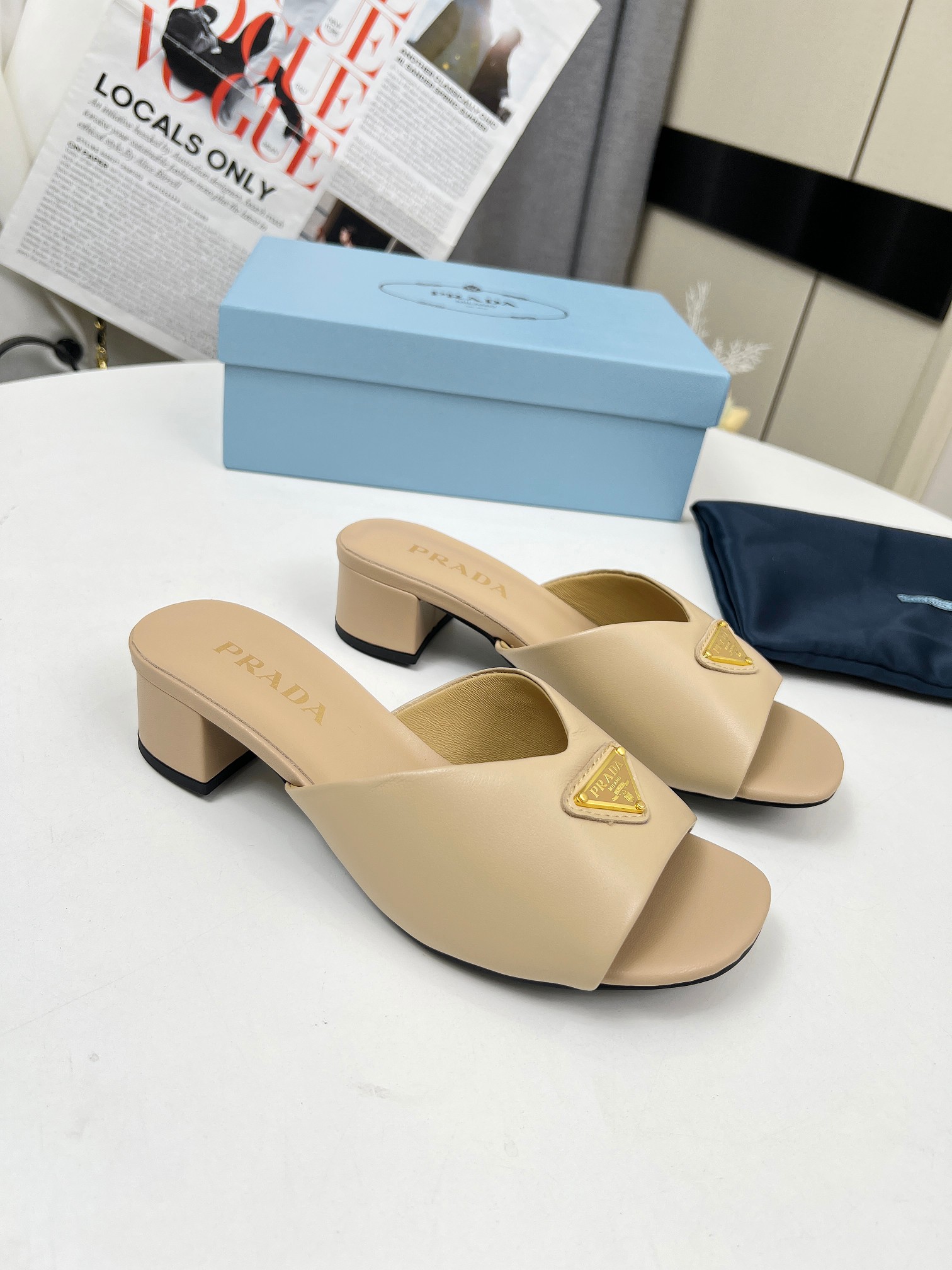 Prada Women's Lambskin Heeled Sandals Mules Slides - 4.5cm Heel Height 5 a1743076045196 4108