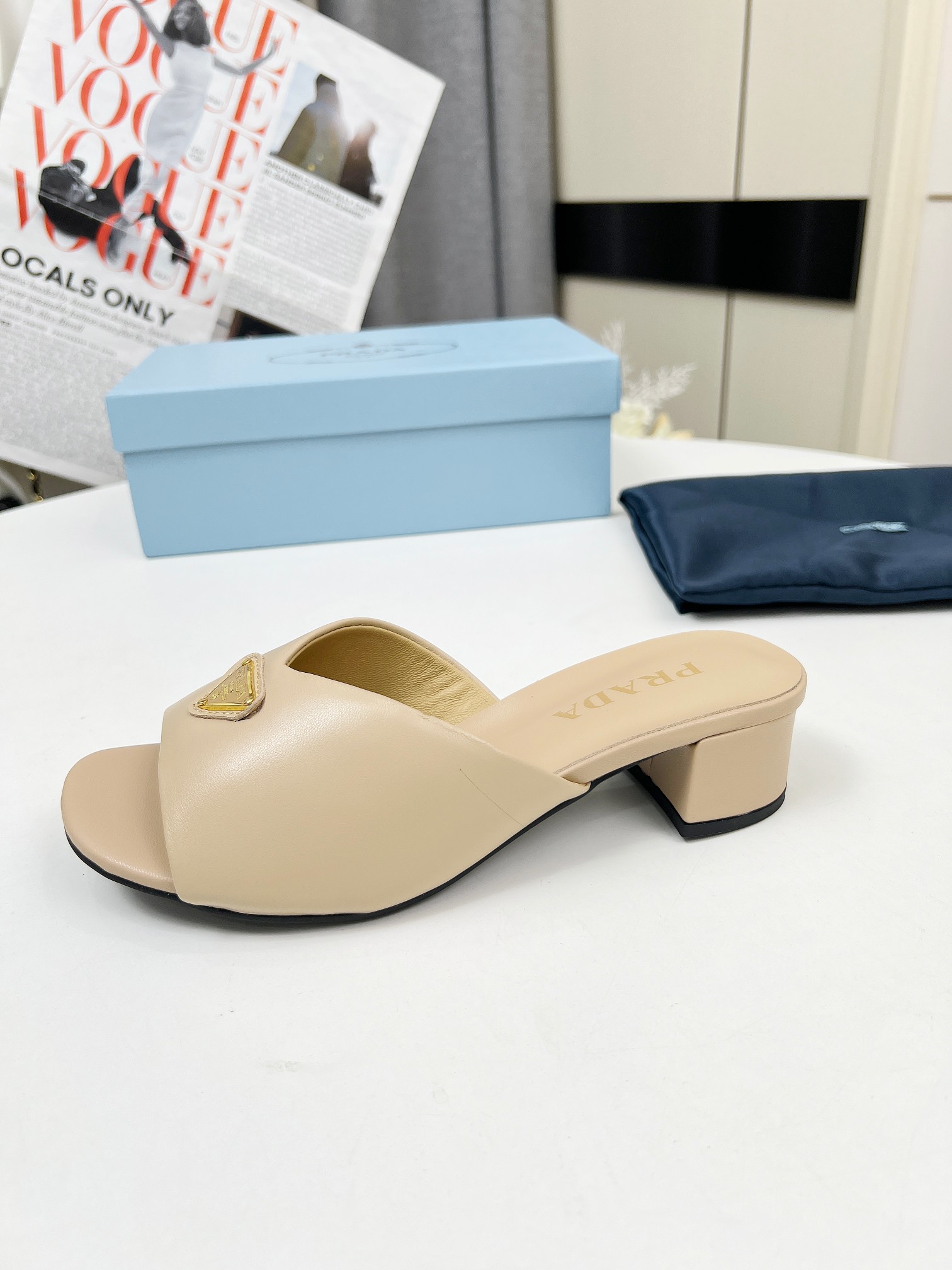Prada Women's Lambskin Heeled Sandals Mules Slides - 4.5cm Heel Height 8 a1743076046454 7783