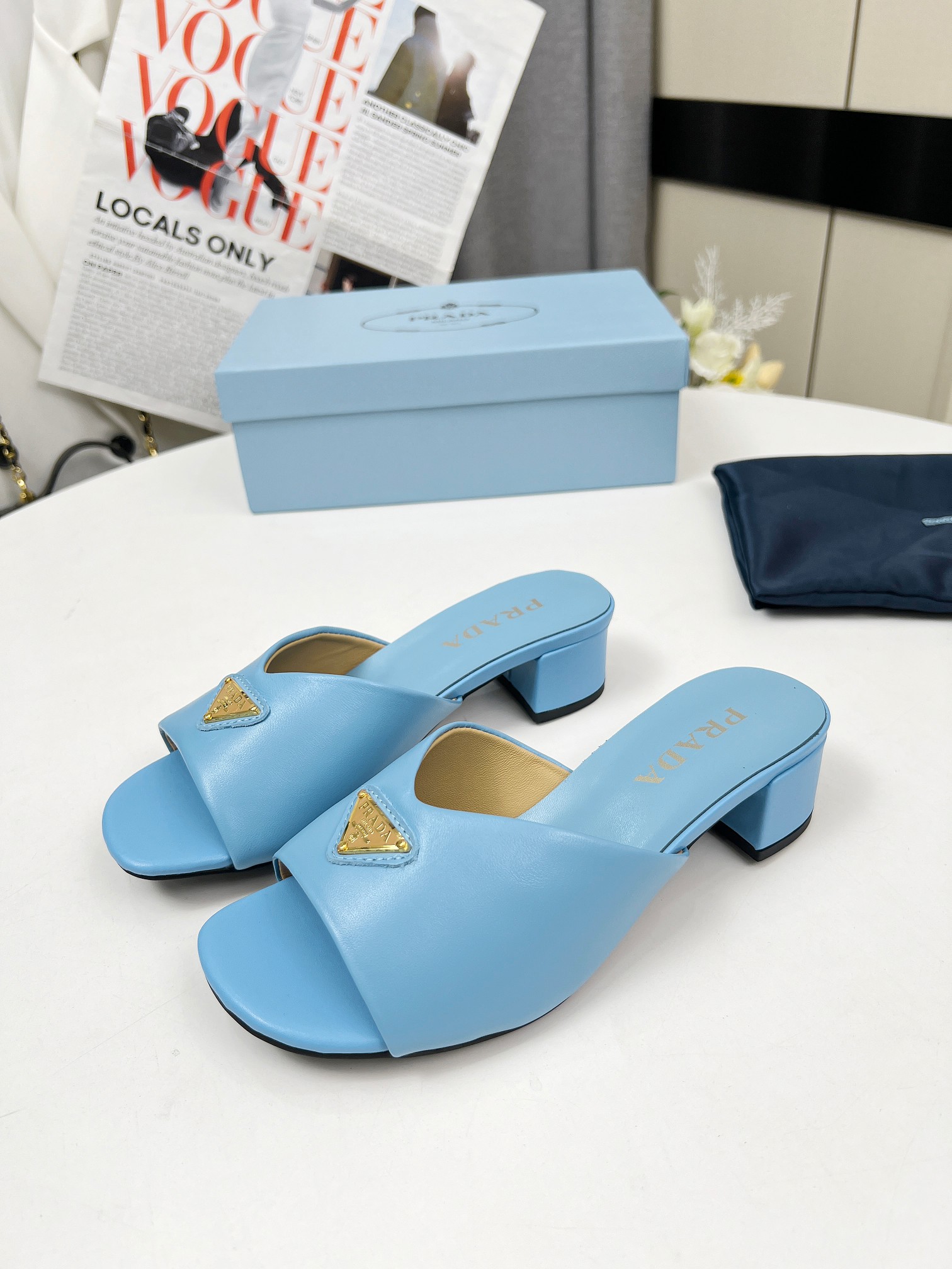 Prada Lambskin Heeled Mules - Light Blue, 4.5cm Heel Height, Sizes 35-40 2 a1743076114791 8326