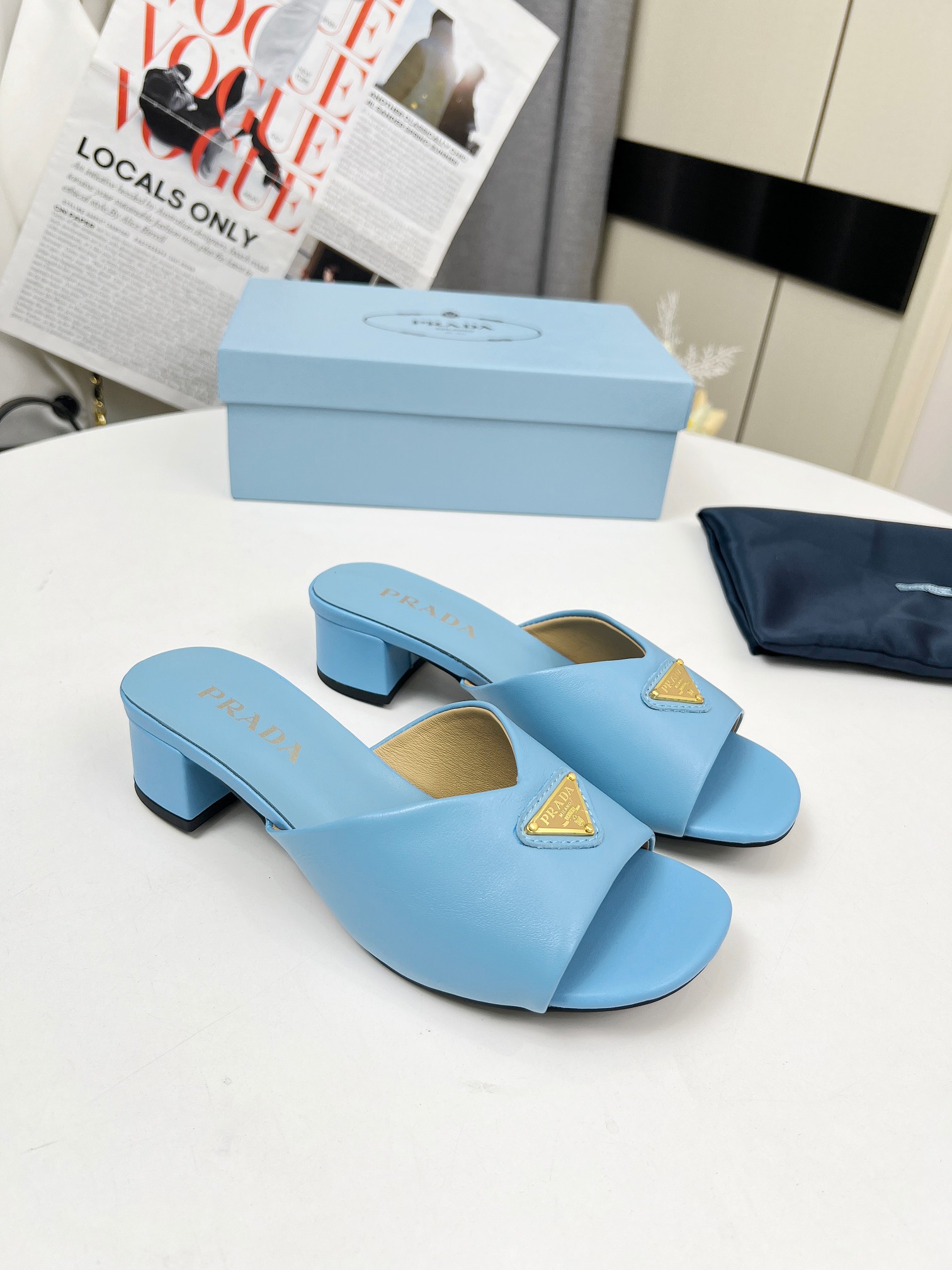 Prada Lambskin Heeled Mules - Light Blue, 4.5cm Heel Height, Sizes 35-40 3 a1743076114863 3387