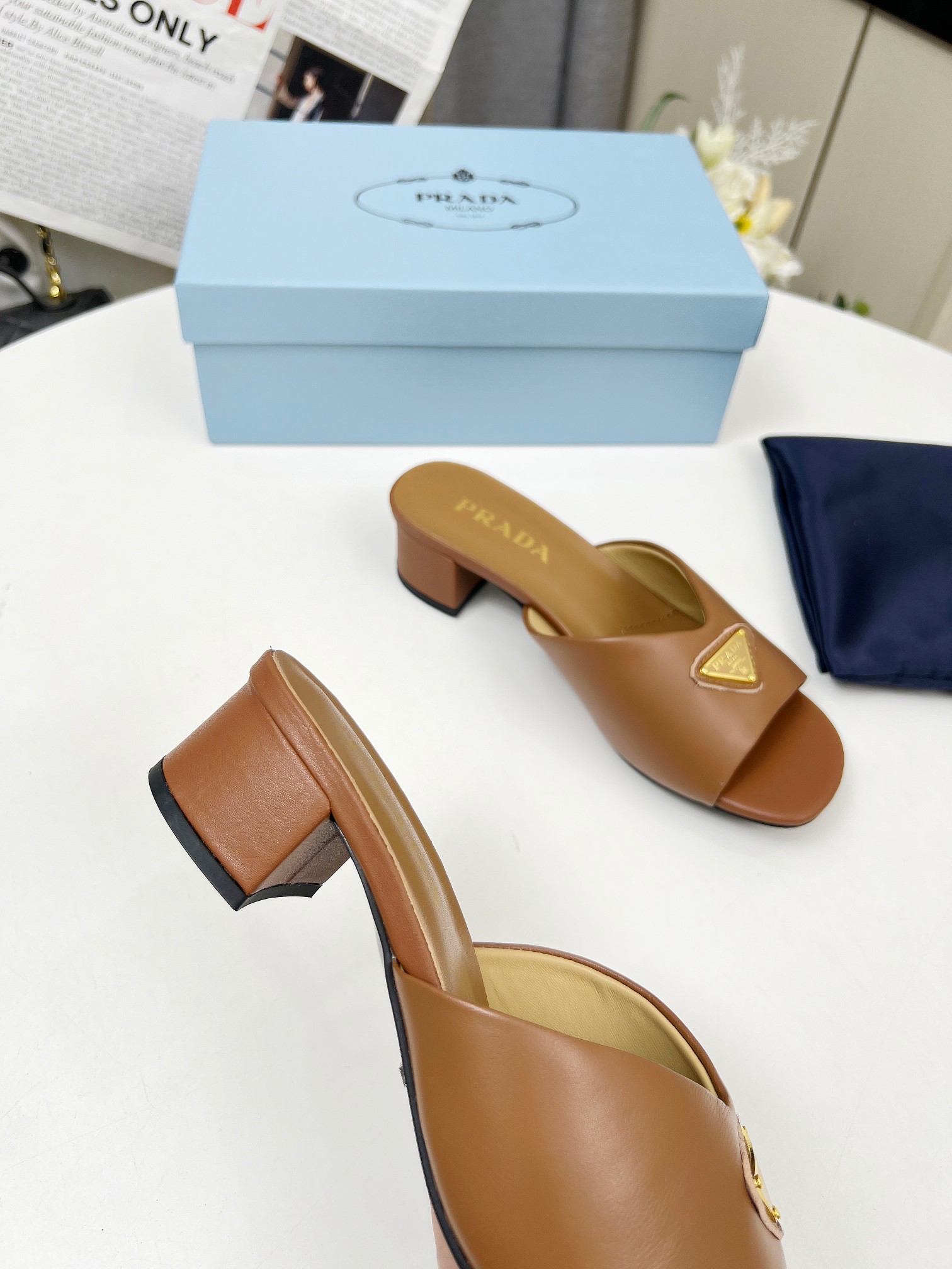 Prada Women's Leather Mule Sandal with Block Heel and Iconic Logo Detail 5 a1743076173519 6223