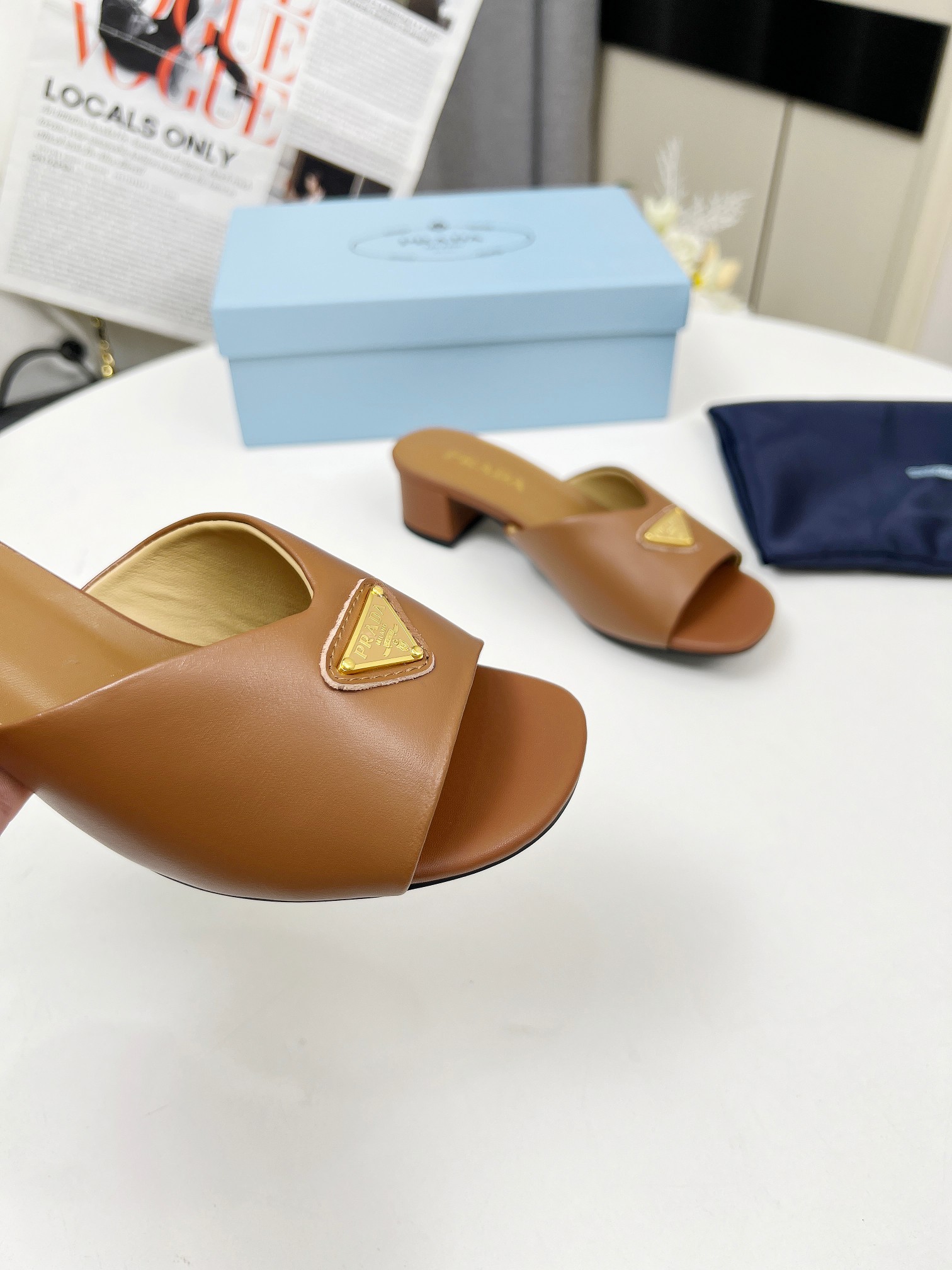 Prada Women's Leather Mule Sandal with Block Heel and Iconic Logo Detail 6 a1743076173709 4540
