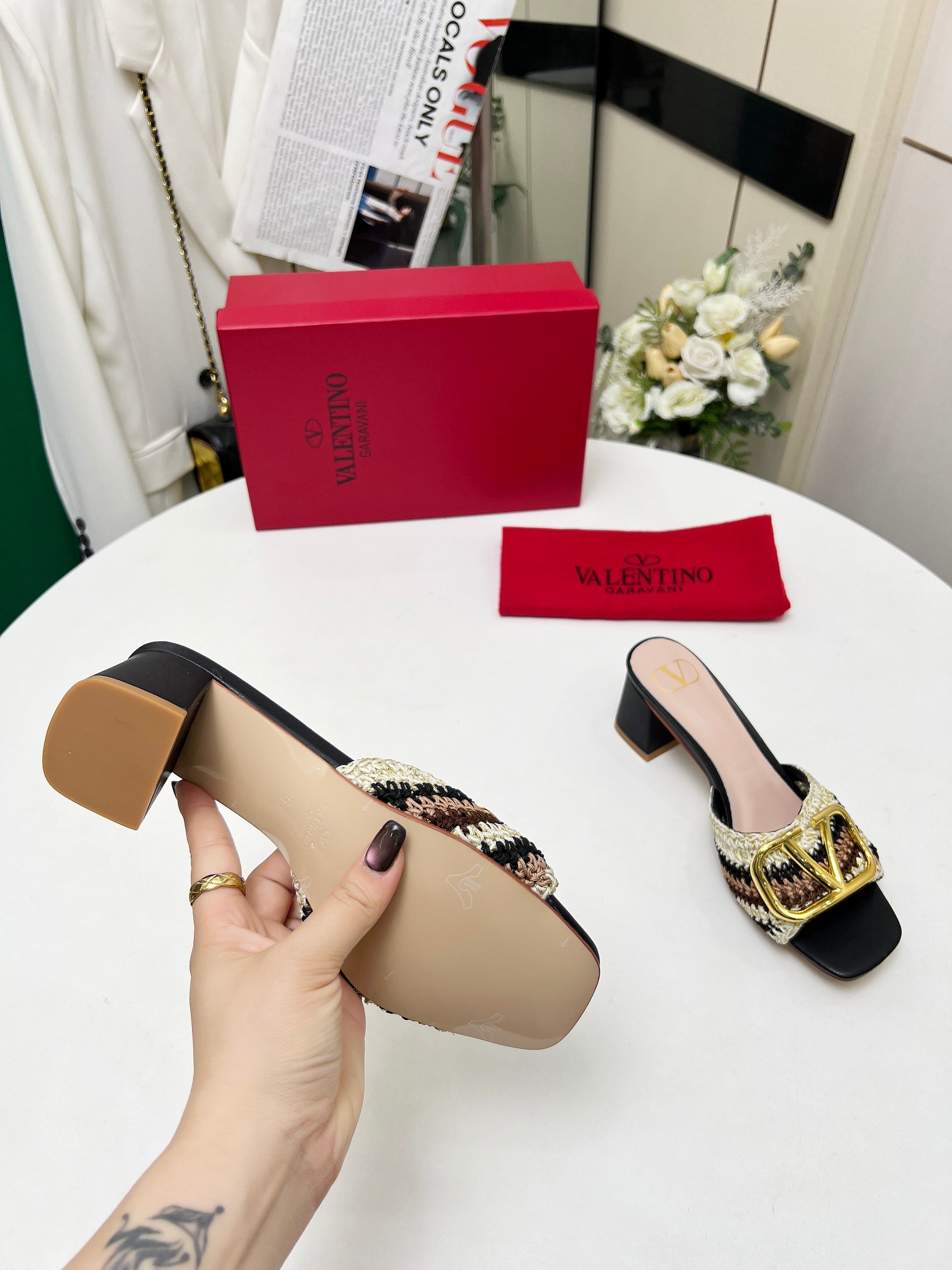 Valentino Garavani Woven Heeled Sandals with Signature Logo Accent 9 a1745241645872 5055
