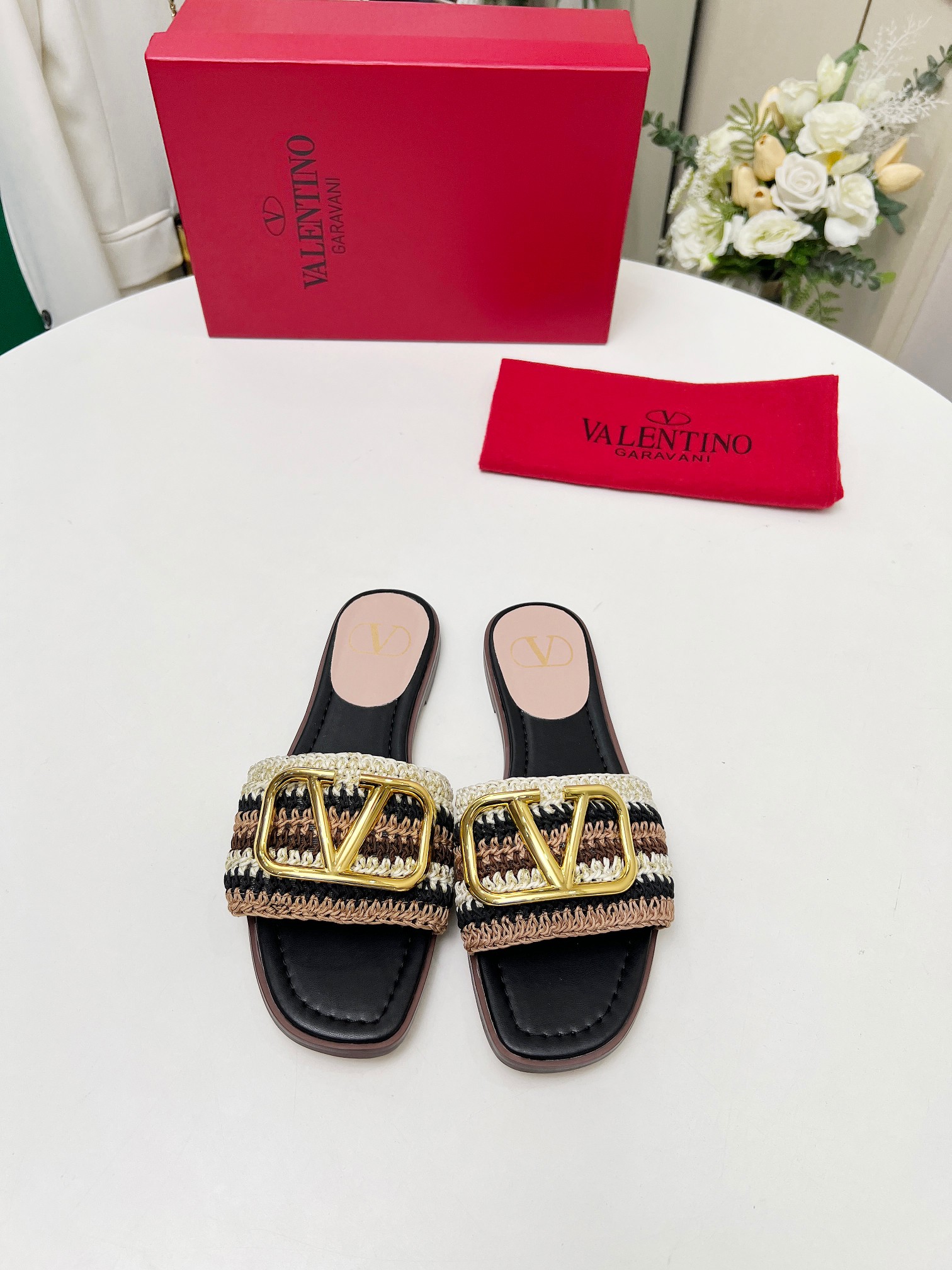 Valentino Women's VLogo Woven Slide Sandals - Comfortable & Stylish 6 a1745241783833 1110