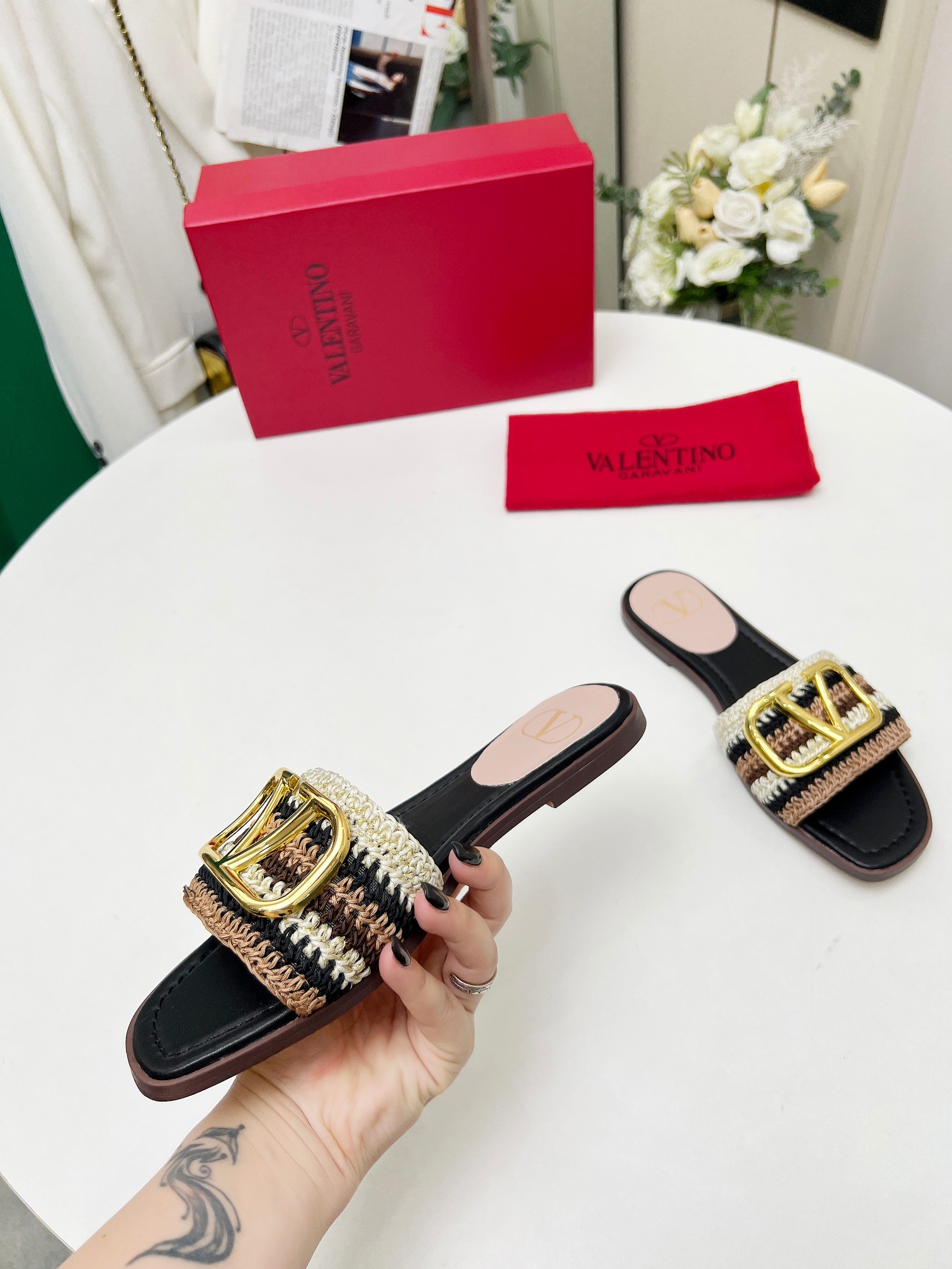 Valentino Women's VLogo Woven Slide Sandals - Comfortable & Stylish 7 a1745241785542 3673