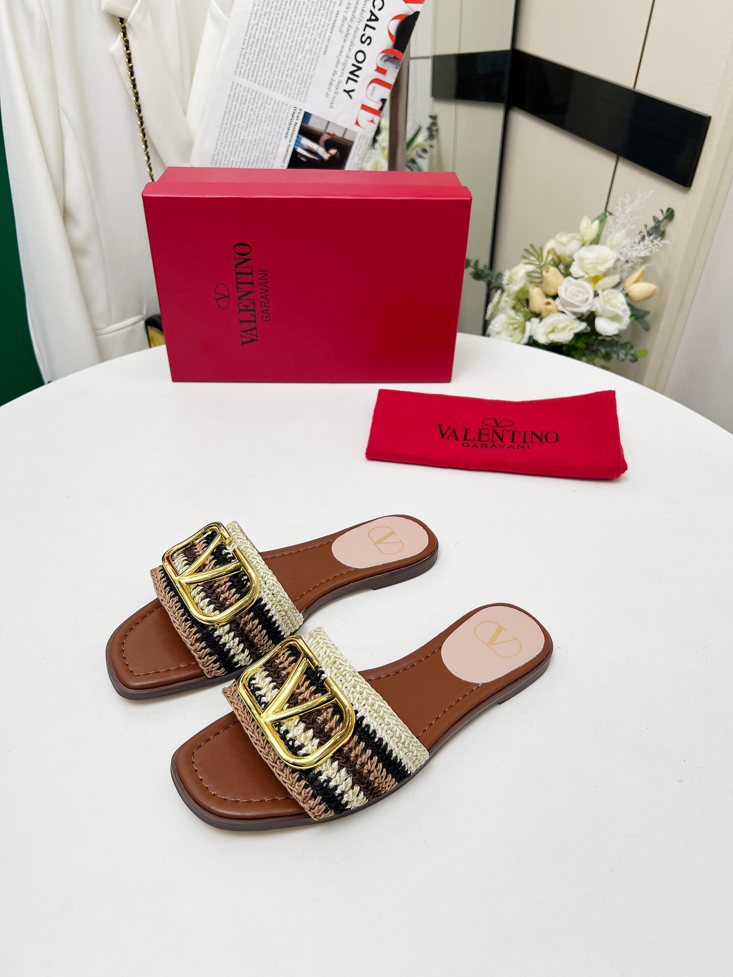 Valentino Hand-Woven Leather Sandals - Stylish and Comfortable Summer Slides 7 a1745242176246 7130