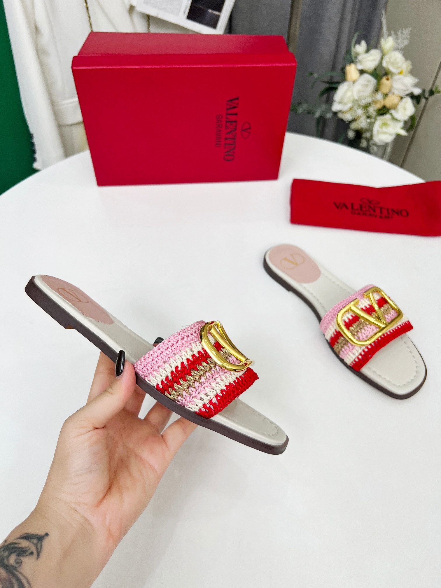Valentino Handmade Woven Leather Sandals Slides with Logo Buckle 4 a1745242213327 3167