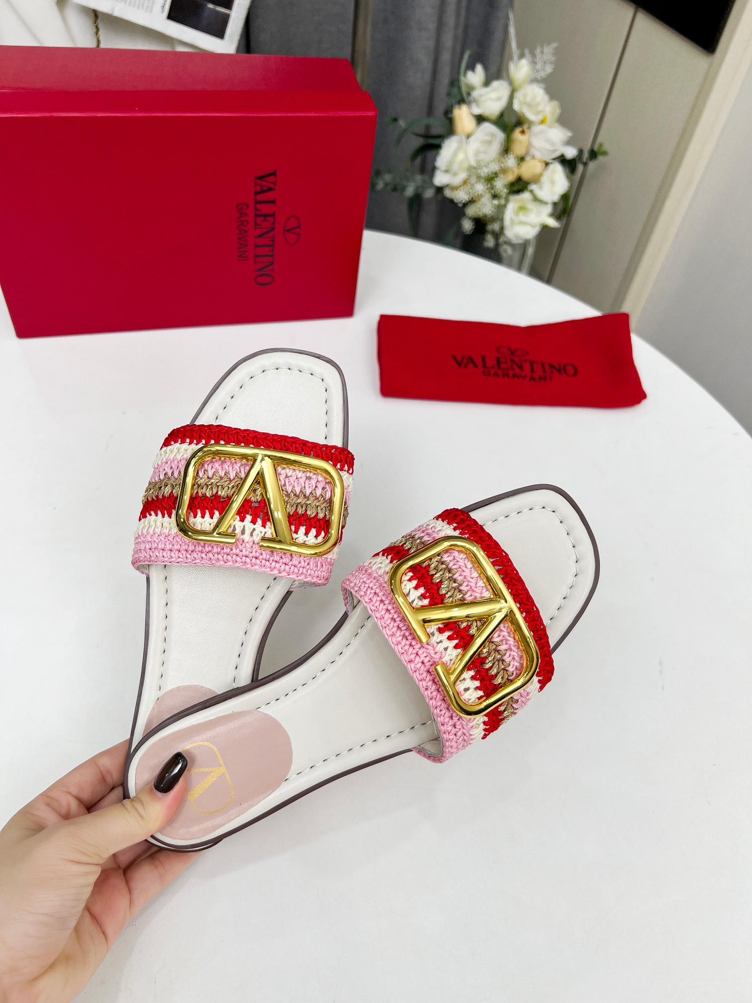 Valentino Handmade Woven Leather Sandals Slides with Logo Buckle 2 a1745242213399 8021