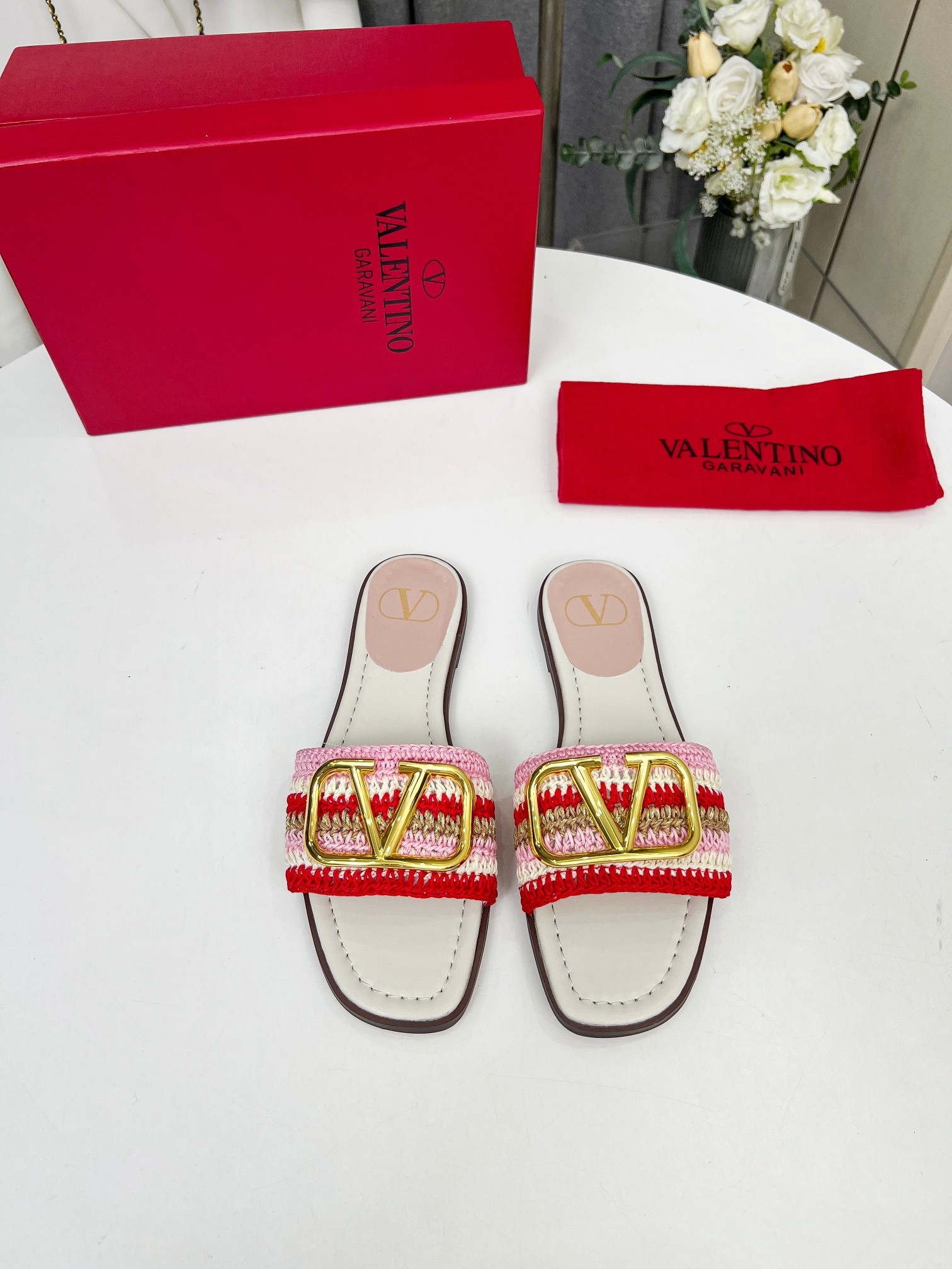 Valentino Handmade Woven Leather Sandals Slides with Logo Buckle 7 a1745242214533 0534