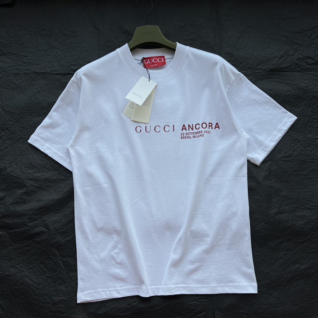 Gucci Odzież T-Shirt Biały Drukowanie Unisex Wiosenna kolekcja Krótki rękaw
