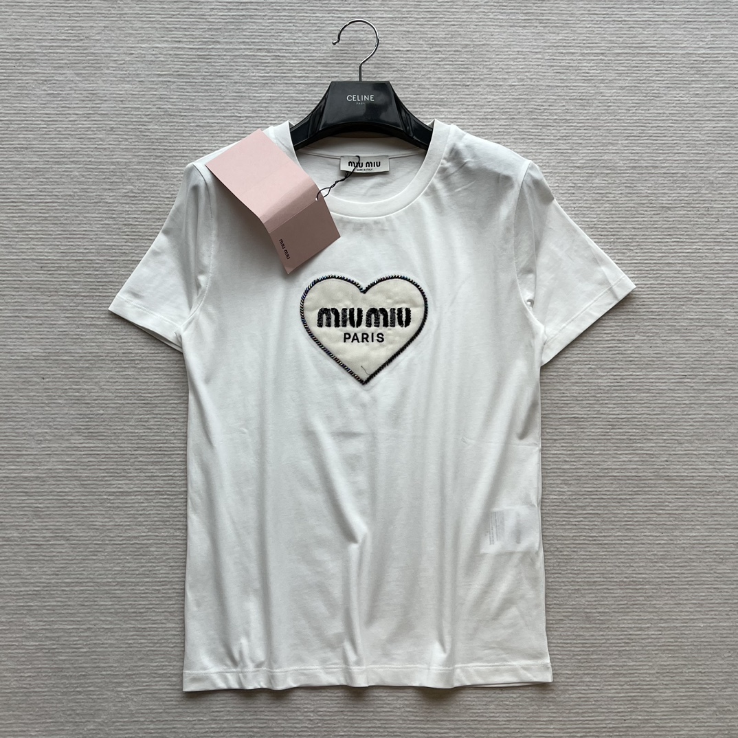 MiuMiu Vêtements T-Shirt Meilleure qualité de réplique
 Noir Blanc Collection printemps – été