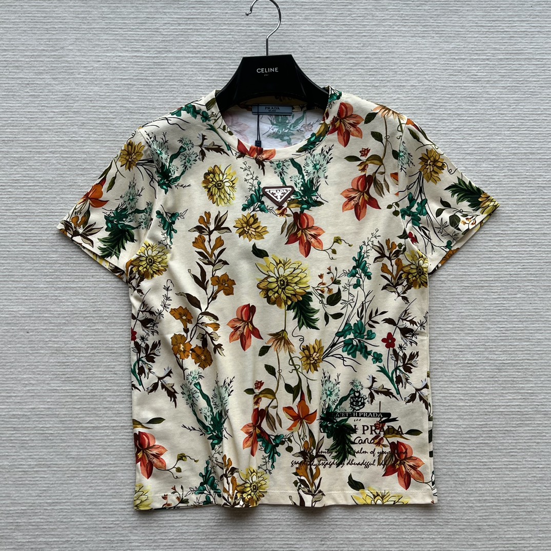 Prada Vêtements T-Shirt Imprimé Coton Collection printemps – été