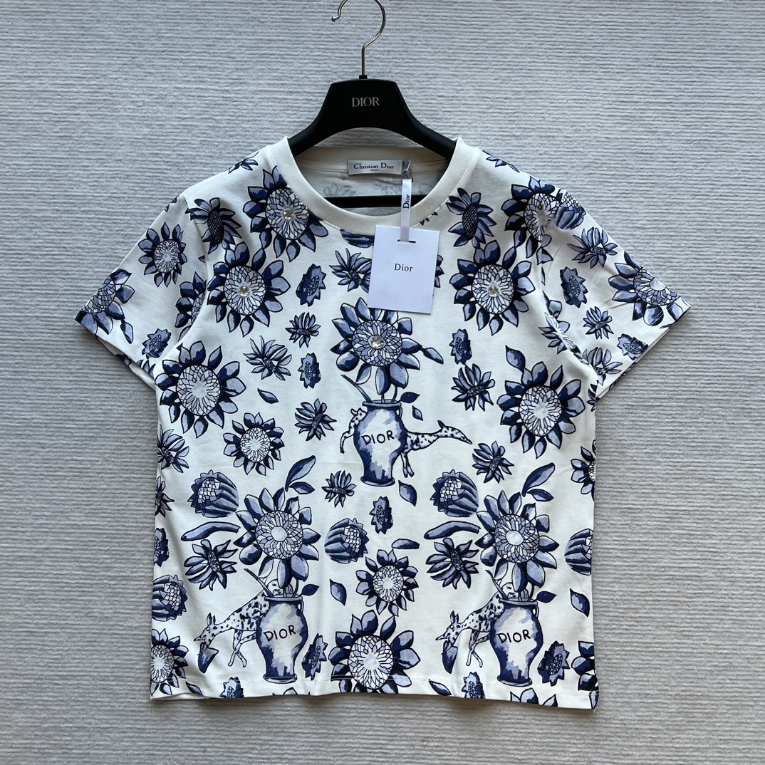 Dior Kleidung Hemden & Blusen T-Shirt Drucken Frühling/Sommer Kollektion