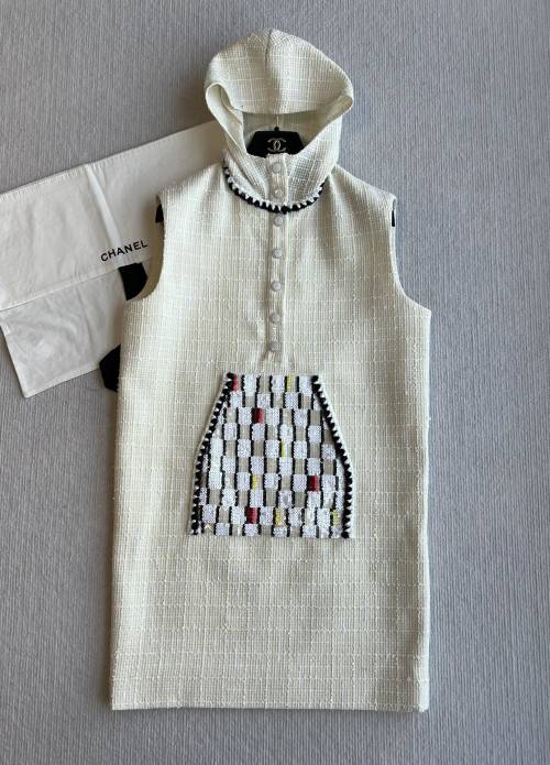 Chanel Sleeveless Wool Blend Hooded Mini Dress - Early Spring Collection 1 Chanel Sleeveless Wool Blend Hooded Mini Dress - Early Spring Collection
