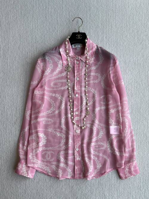 Chanel Coco Beach Pink Print Long Sleeve Shirt - Summer Fashion 1 Chanel Coco Beach Pink Print Long Sleeve Shirt - Summer Fashion