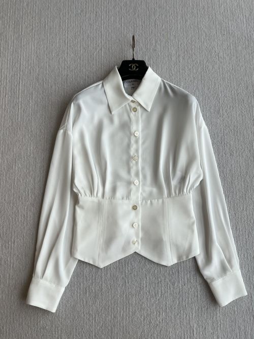 Chanel Long Sleeve Blouse Chic Waist Slimming Fit Classic Black and White 1 Chanel Long Sleeve Blouse Chic Waist Slimming Fit Classic Black and White