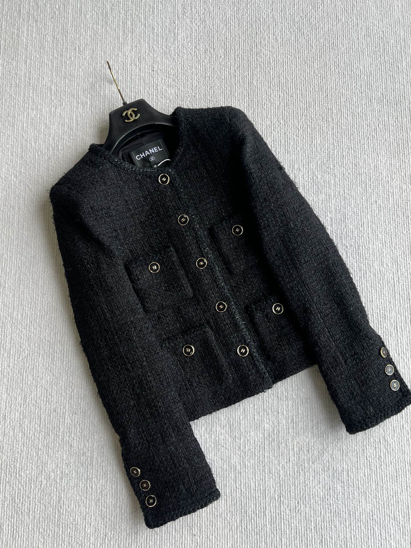 Chanel Black Tweed Jacket - Classic Round Neck, Button-Down Wool Blend 5 i1757399247 8640 5