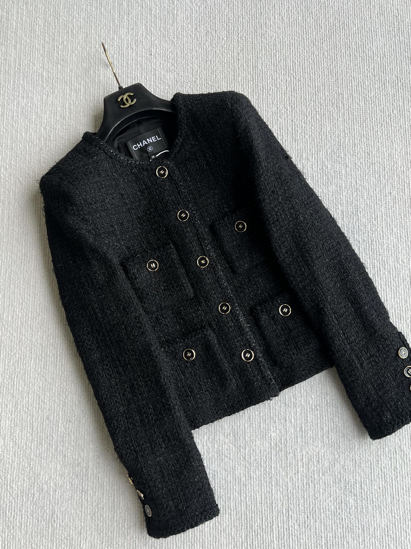 Chanel Black Tweed Jacket - Classic Round Neck, Button-Down Wool Blend 6 i1757399248 2504 10